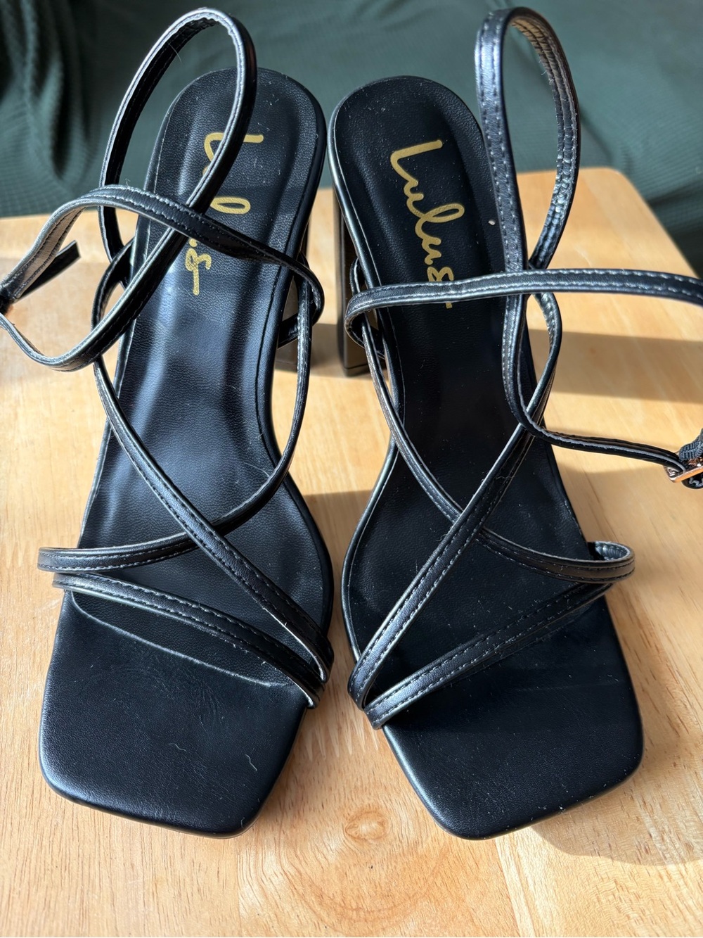Lulus Makennaa Black Strappy High Heel Ankle Strap Sandals - Size 6.5